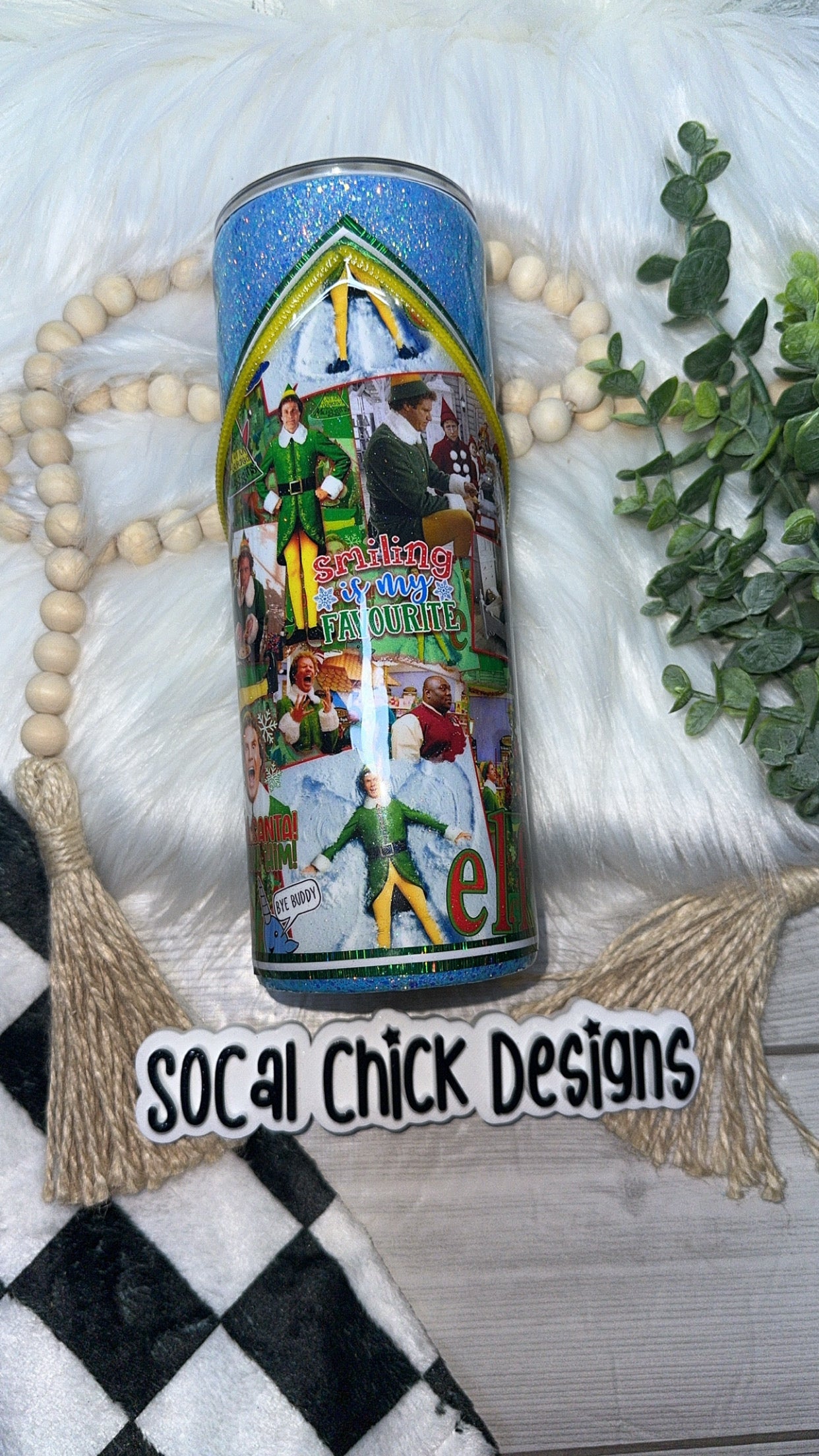 RTS {OMG Santa! I Know Him Zipper Tumbler with Charm & Snow Globe Bottom} 24oz Skinny