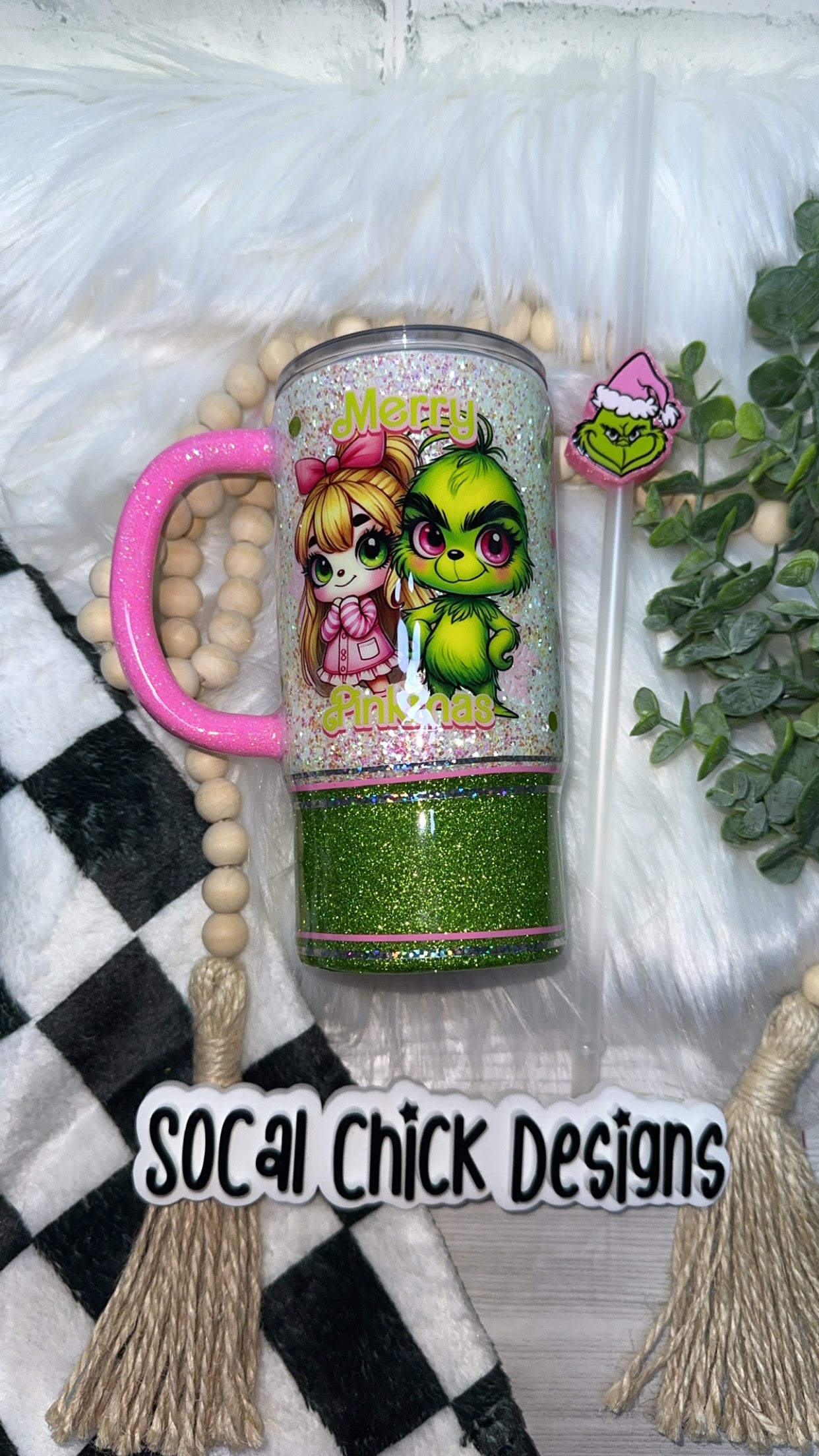 RTS {Merry Pinkmas w Snow Globe Bottom} 16oz Mug