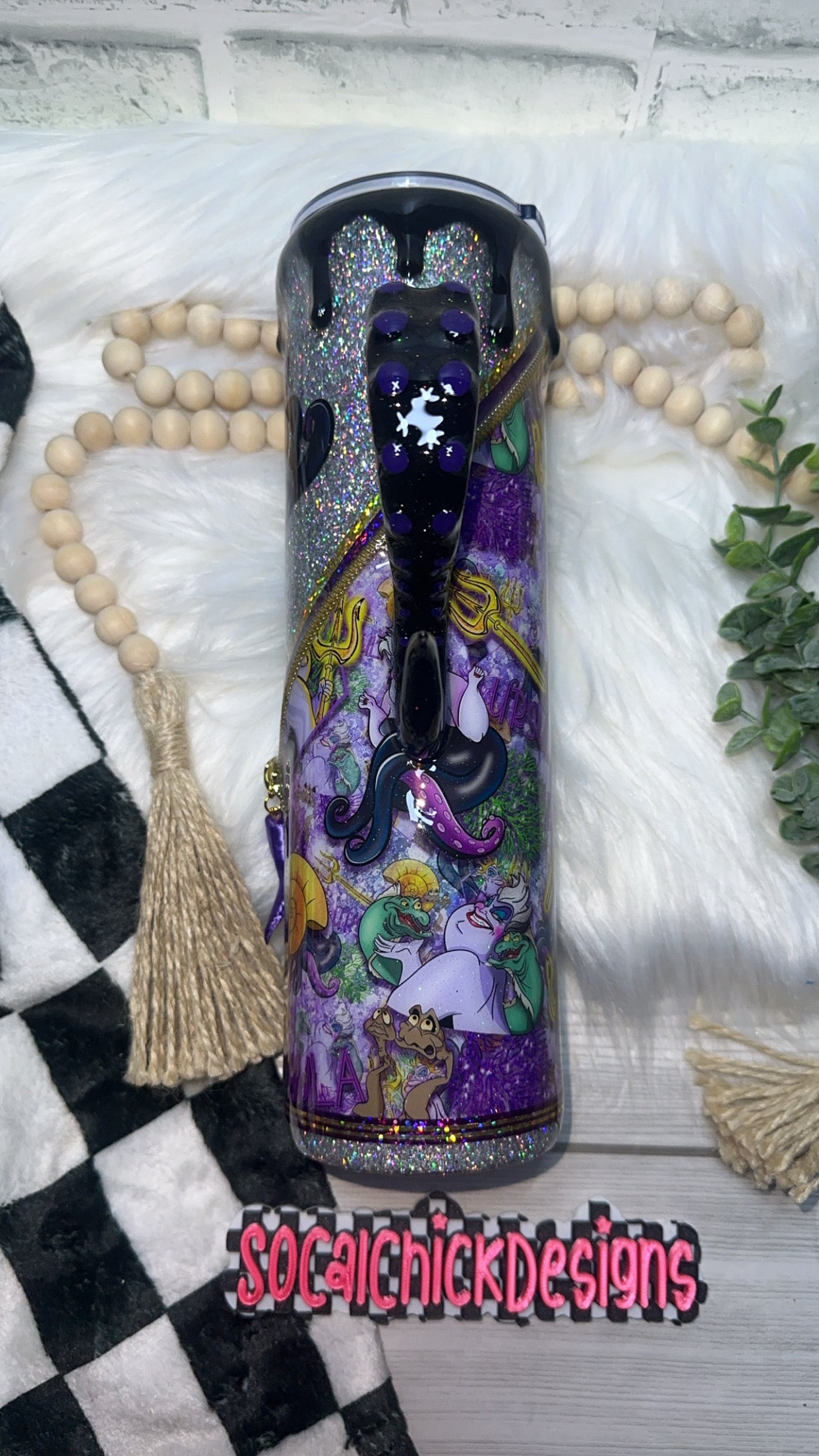 RTS {Sea Witch with Handle, Drip & Snow Globe Bottom} 32oz Skinny