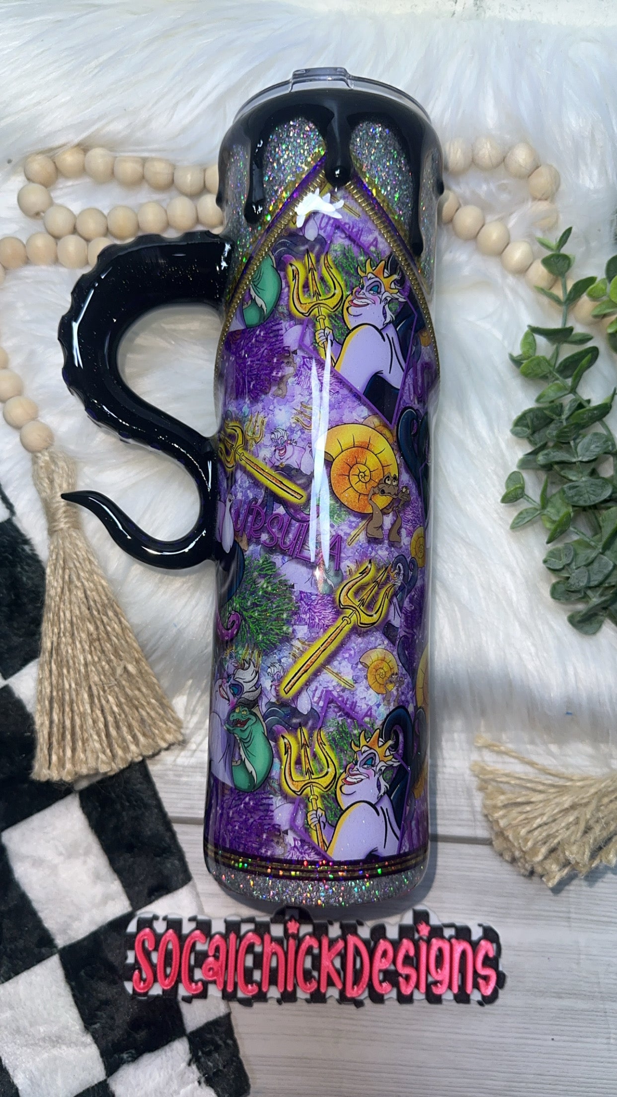 RTS {Sea Witch with Handle, Drip & Snow Globe Bottom} 32oz Skinny