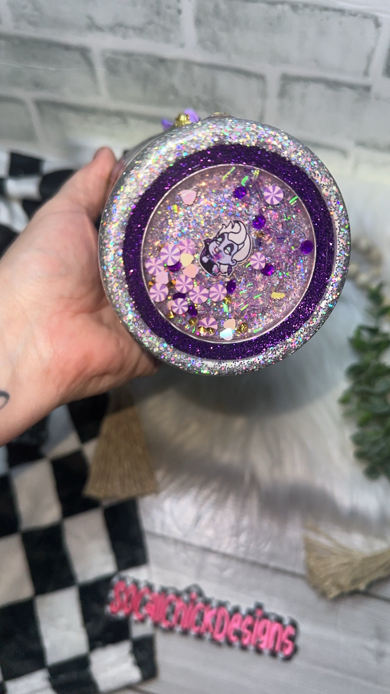 RTS {Sea Witch with Handle, Drip & Snow Globe Bottom} 32oz Skinny