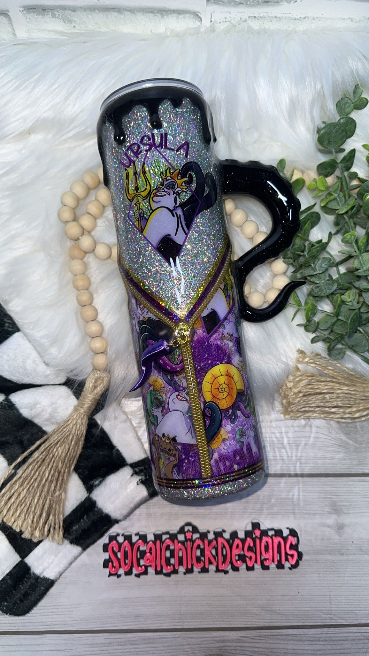 RTS {Sea Witch with Handle, Drip & Snow Globe Bottom} 32oz Skinny