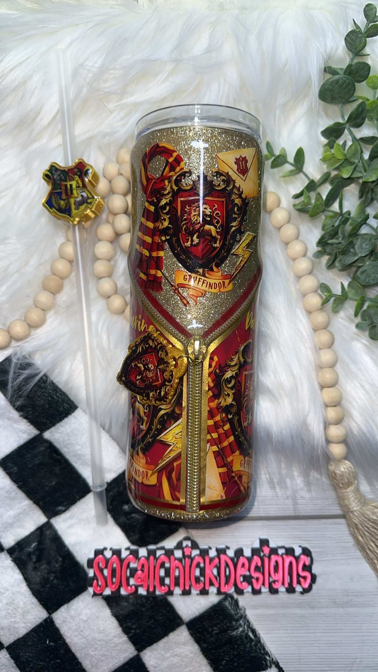 MTO {H P House Options - Zipper & Coordinating Charm} - Select Your Tumbler Style