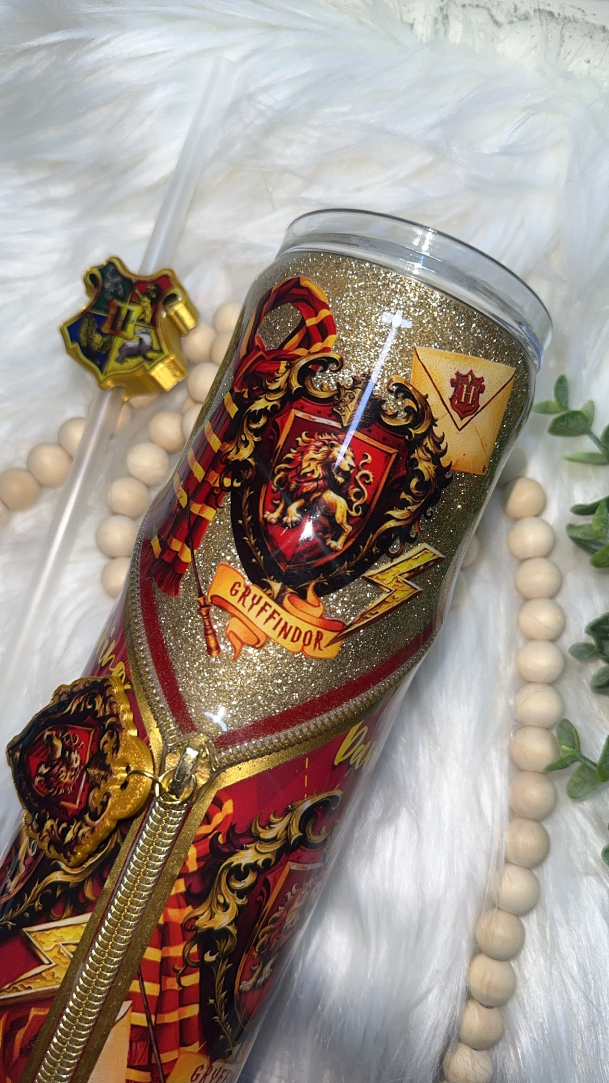 RTS {H P - Red House Zipper Tumbler & Charm} 20oz Skinny