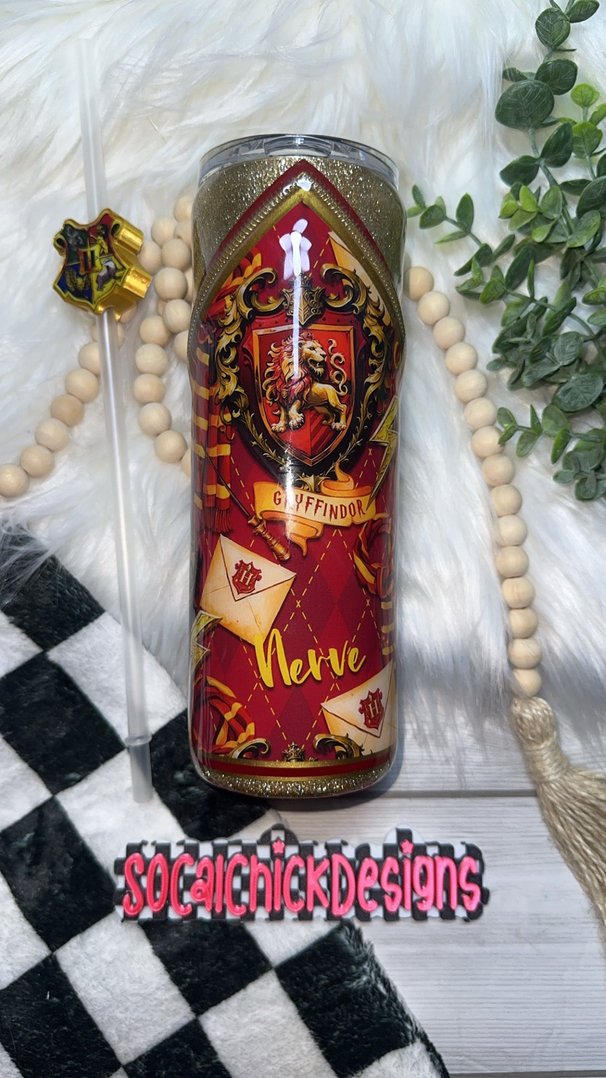 RTS {H P - Red House Zipper Tumbler & Charm} 20oz Skinny