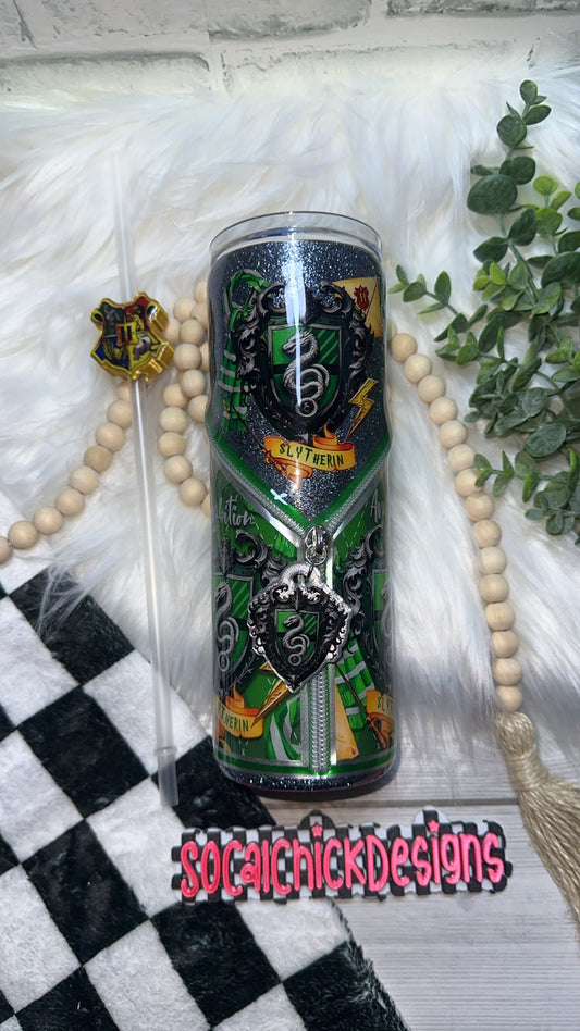 RTS {H P - Green House Zipper Tumbler & Charm} 20oz Skinny