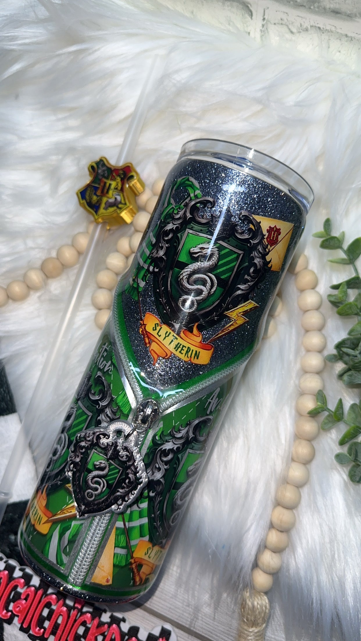 RTS {H P - Green House Zipper Tumbler & Charm} 20oz Skinny