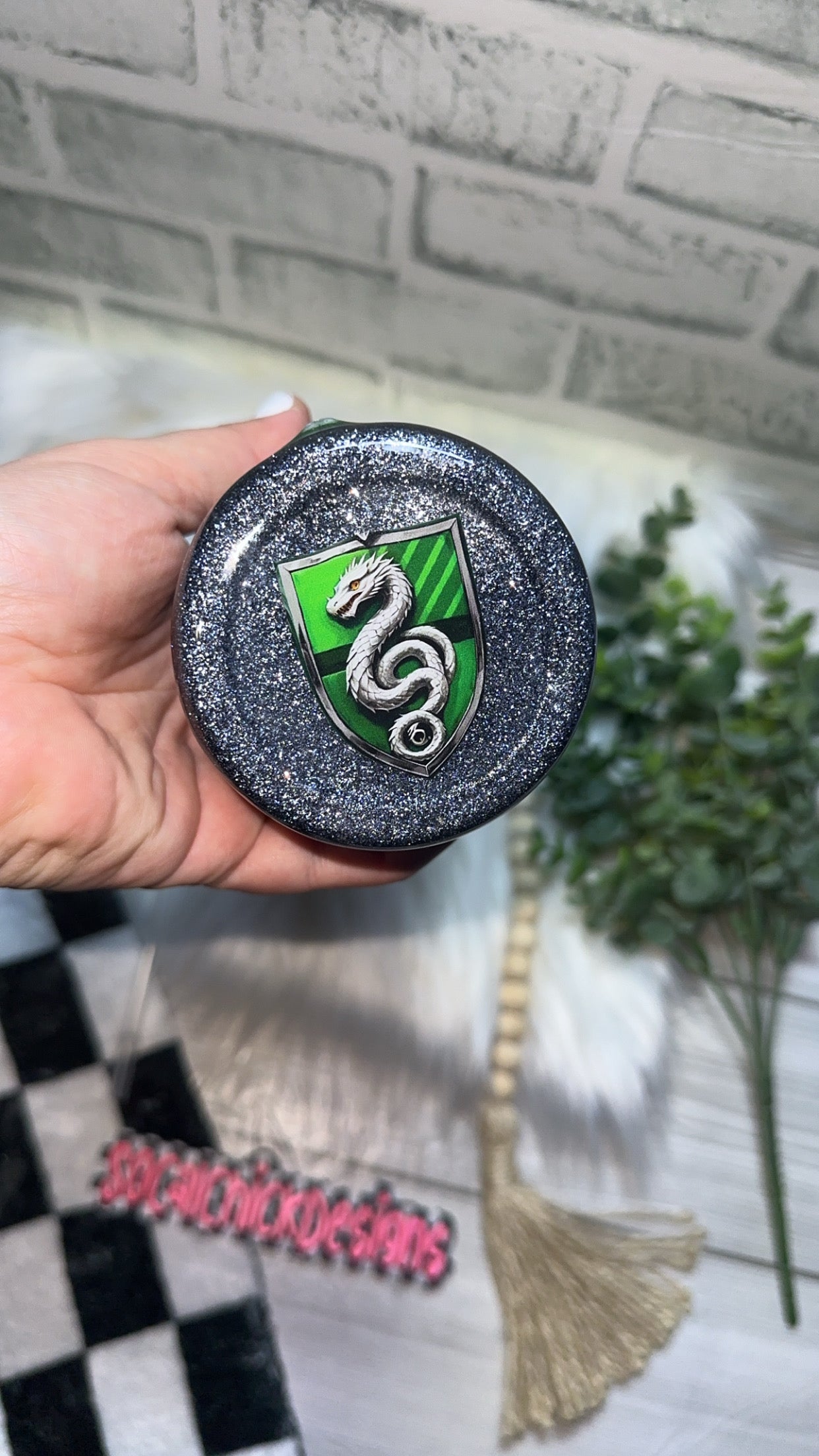 RTS {H P - Green House Zipper Tumbler & Charm} 20oz Skinny