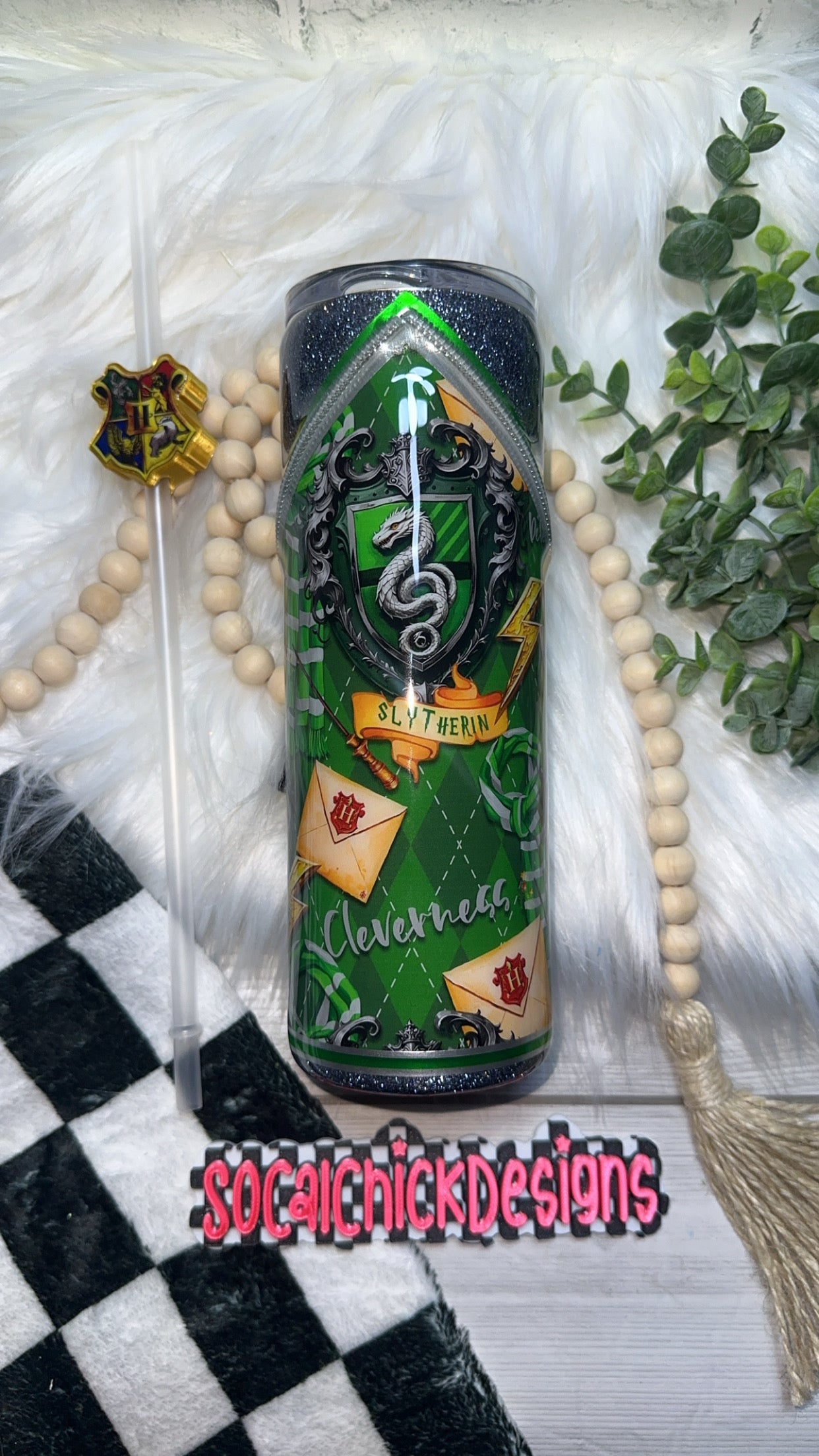 RTS {H P - Green House Zipper Tumbler & Charm} 20oz Skinny