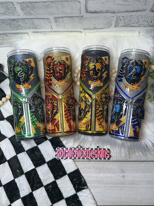 MTO {H P House Options - Zipper & Coordinating Charm} - Select Your Tumbler Style