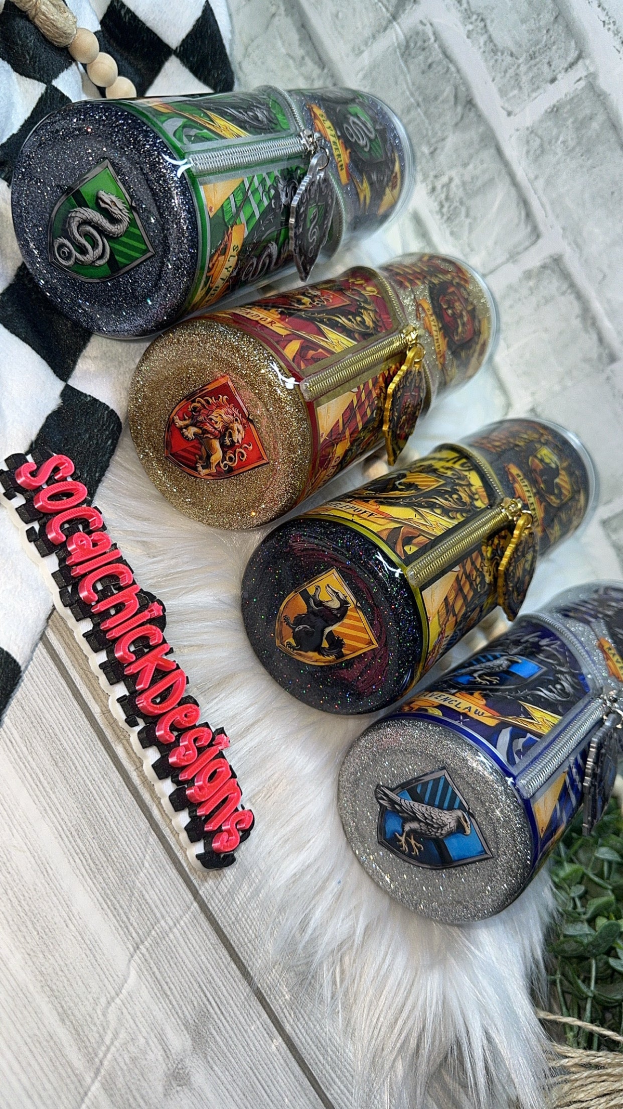 MTO {H P House Options - Zipper & Coordinating Charm} - Select Your Tumbler Style