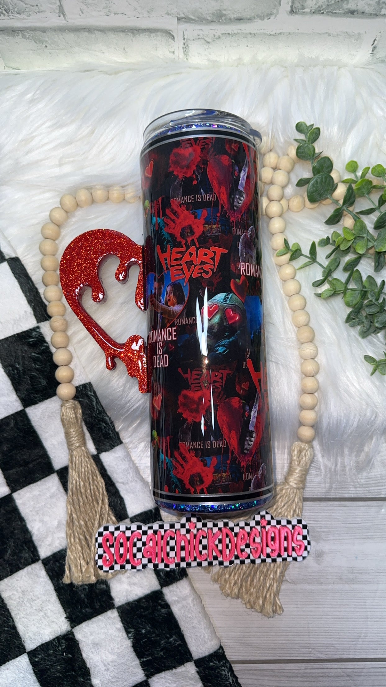 RTS {Heart Eyes - Drippy Heart Handle} 30oz Skinny
