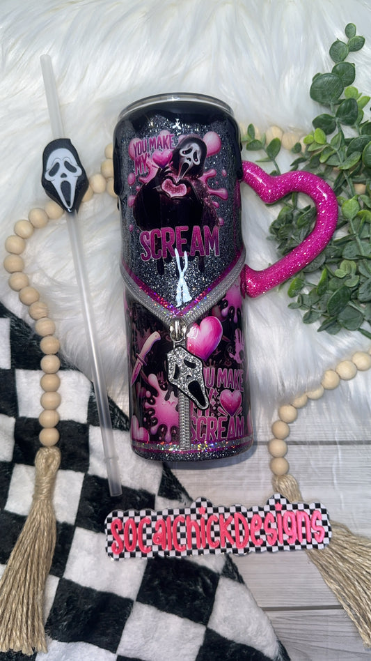 MTO {GF Stab with Snow Globe Bottom & Heart Handle} Pink or Red, Select Your Tumbler Style (Copy)