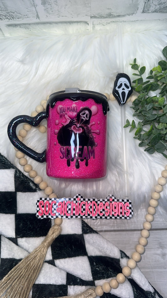 RTS {GF You Make My Heart Scream (Pink) w Heart Handle & Drip} 10oz Mug