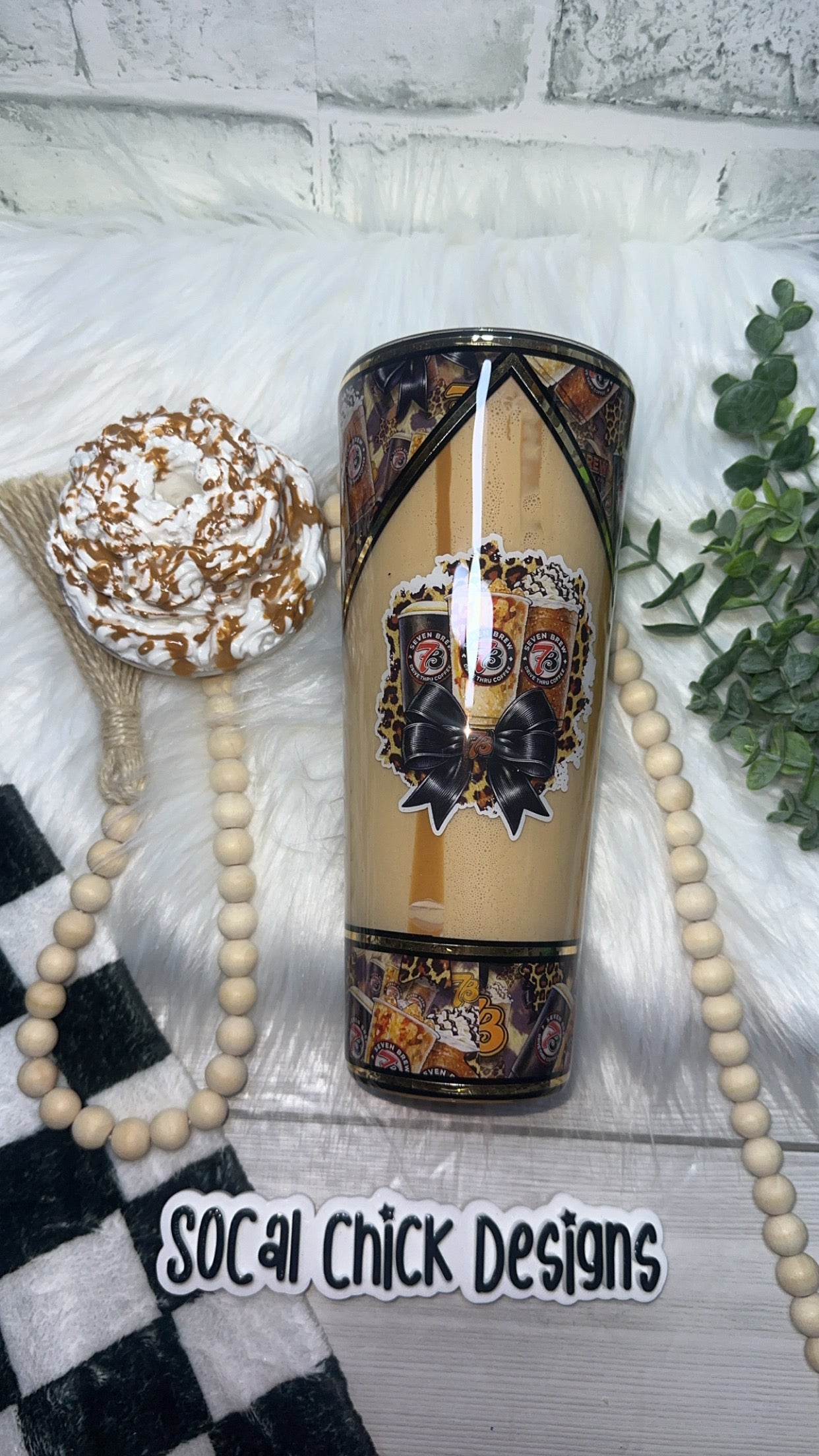 RTS {7B Coffee with Faux Whipper Topper} 24oz Snow Globe