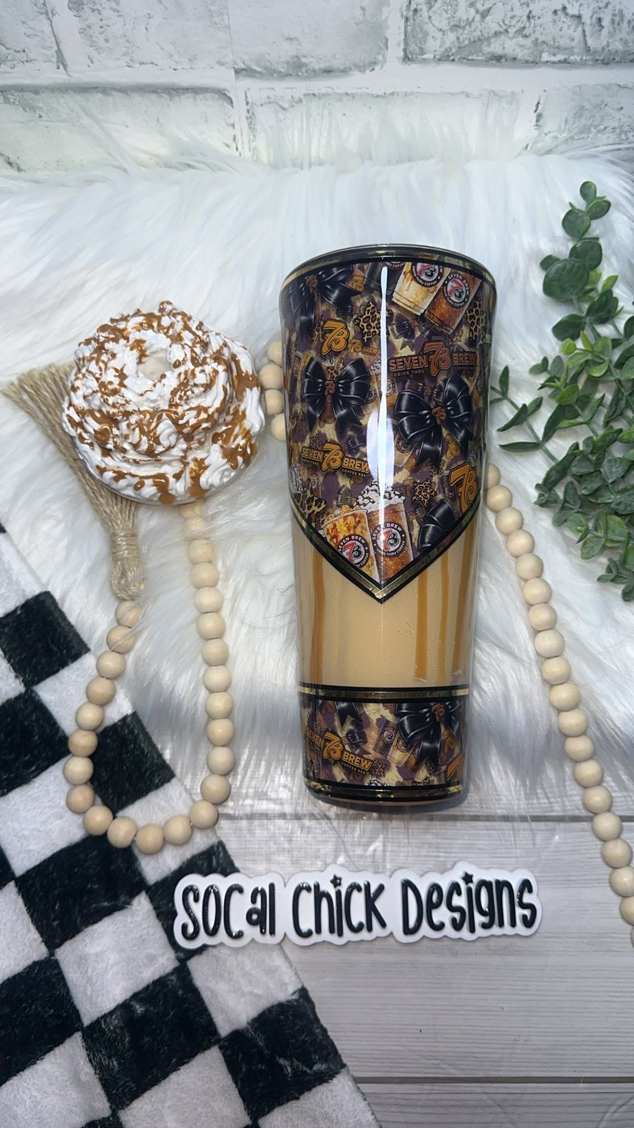 RTS {7B Coffee with Faux Whipper Topper} 24oz Snow Globe