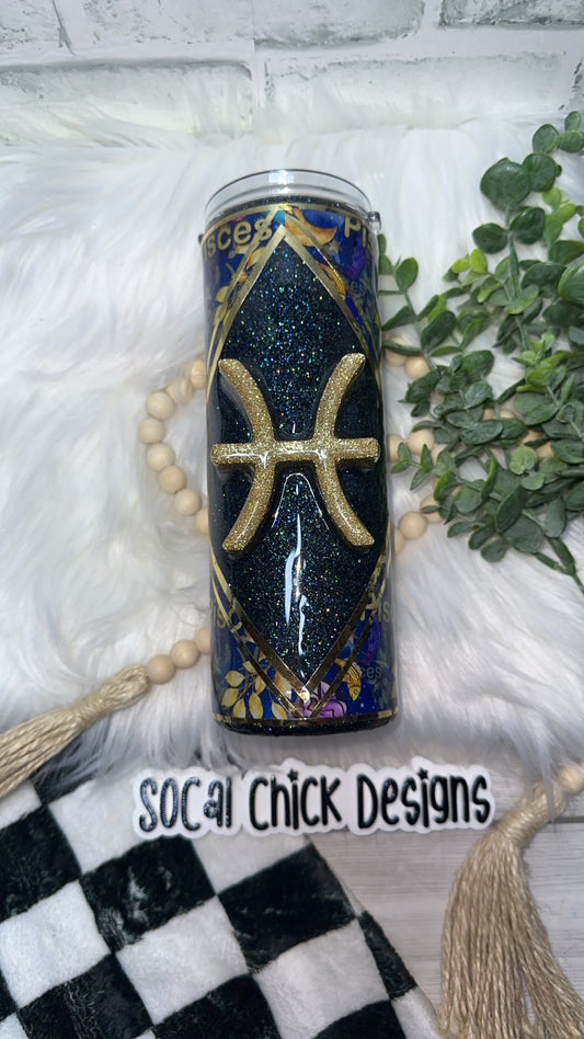 RTS {Zodiac - Pisces with 3D Element} 20oz Skinny
