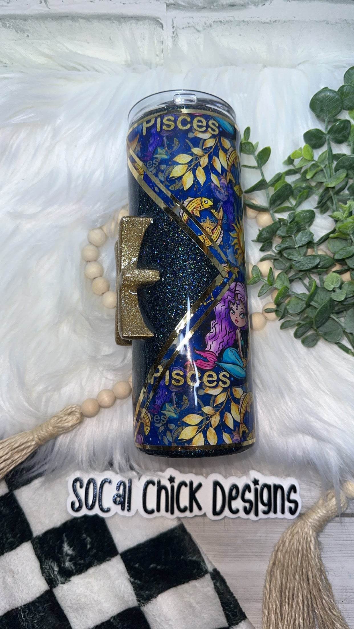 RTS {Zodiac - Pisces with 3D Element} 20oz Skinny