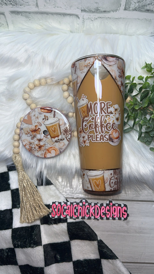 RTS {More Coffee Please with Bling Lid} 24oz Snow Globe