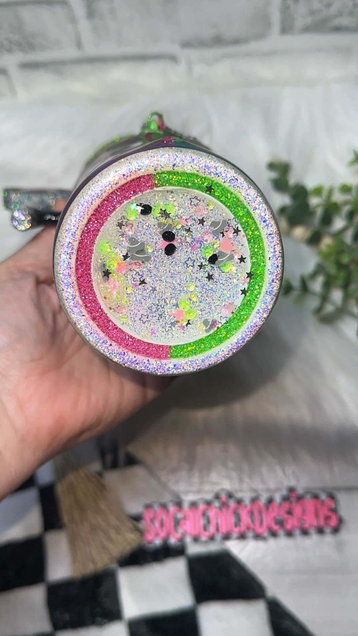 RTS {Wicked For Good with Snow Globe Wand Handle, Snow Globe Bottom & Glitter Drip} 32oz Skinny