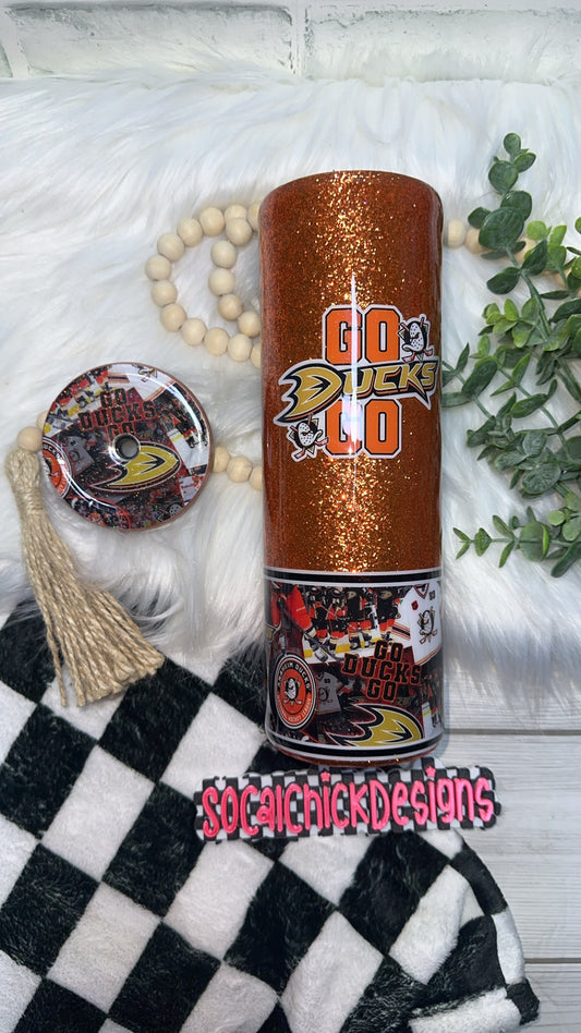 RTS {Go Ducks w Decorated Lid} 30oz Skinny Slurp