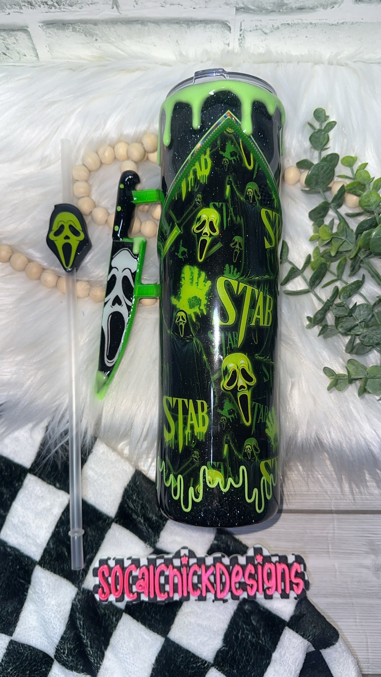 MTO {S T A B - Zipper & Charm, Knife Handle,  Snow Globe Bottom & Glow Drip} Select Your Tumbler Style
