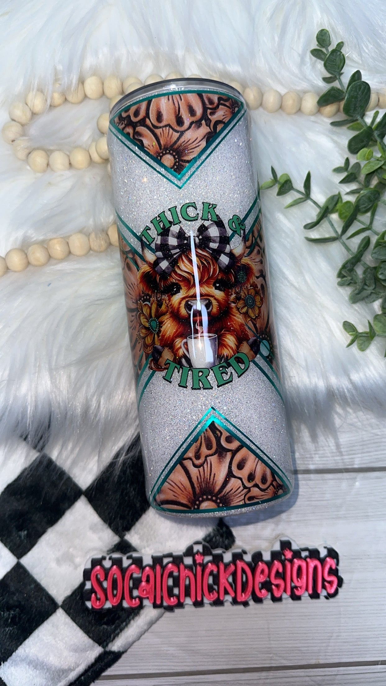 RTS {Thick & Tired with SnowGlobe Bottom} 24oz Skinny