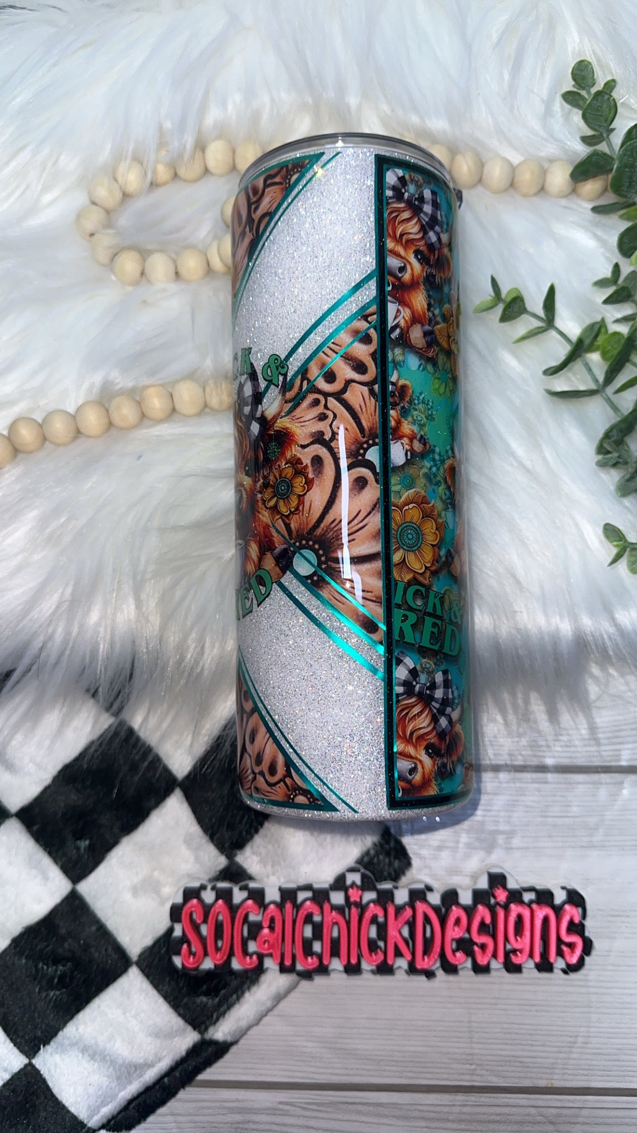 RTS {Thick & Tired with SnowGlobe Bottom} 24oz Skinny