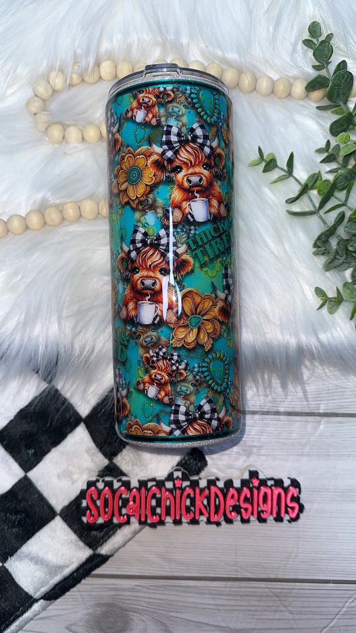 RTS {Thick & Tired with SnowGlobe Bottom} 24oz Skinny