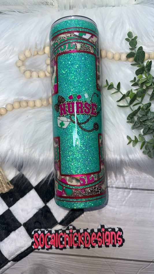 RTS {Nurse with Snow Globe Bottom} 32oz Skinny