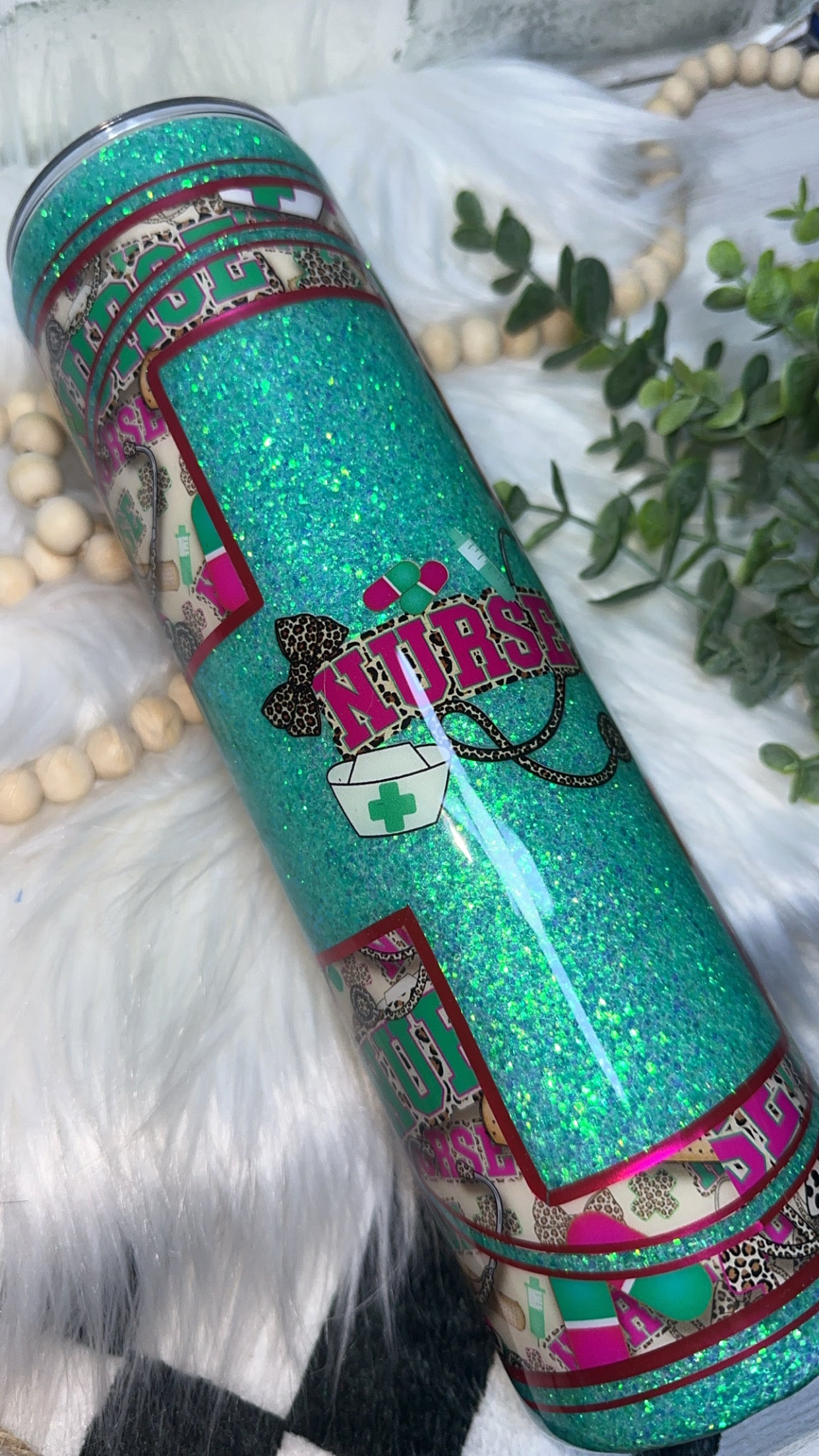 RTS {Nurse with Snow Globe Bottom} 32oz Skinny