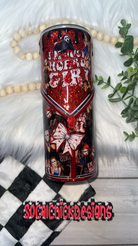 RTS {I’m Just A Horror Girl, Zipper & Charm, Drip & SnowGlobe Bottom} 24oz Skinny