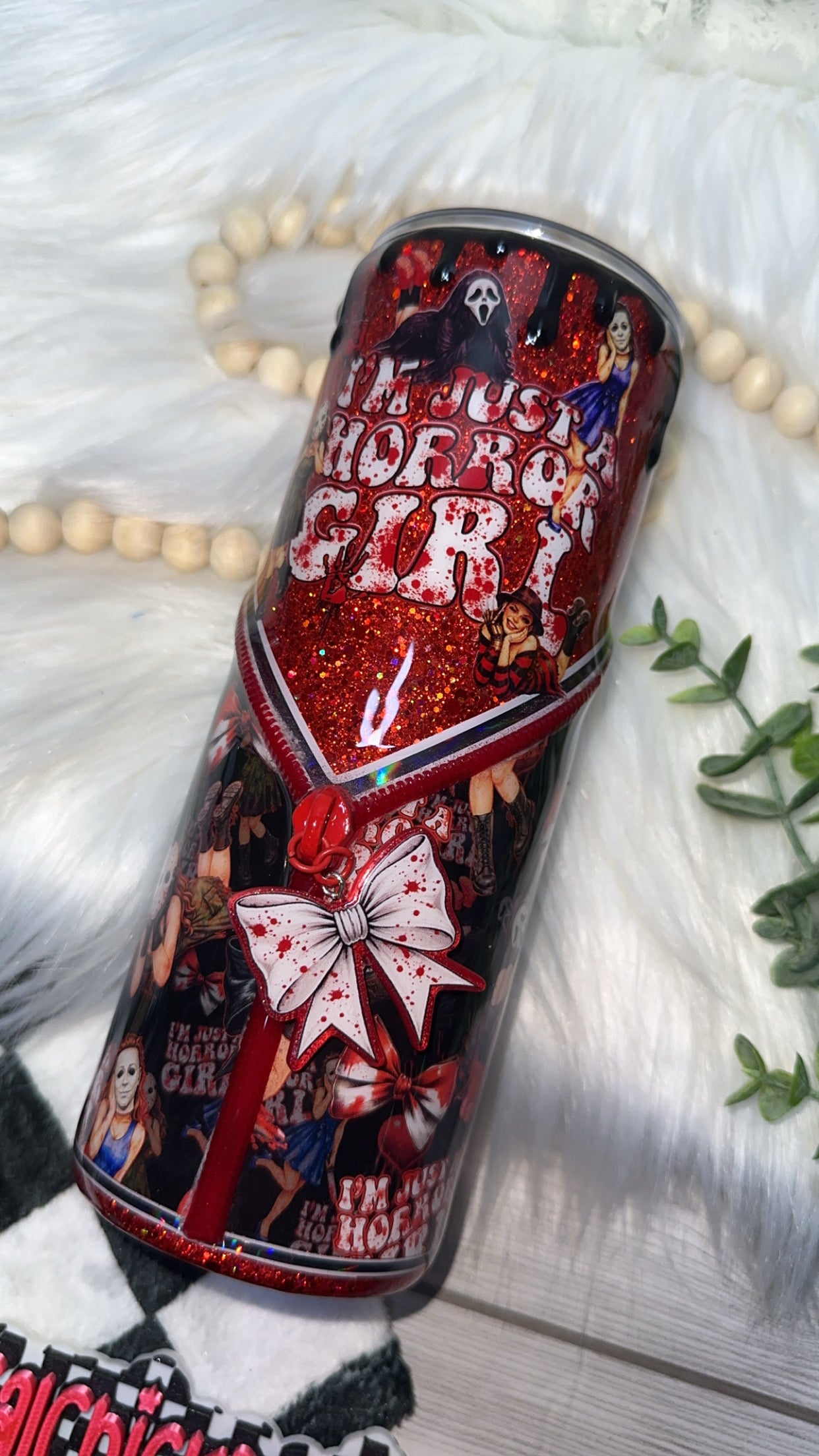 RTS {I’m Just A Horror Girl, Zipper & Charm, Drip & SnowGlobe Bottom} 24oz Skinny