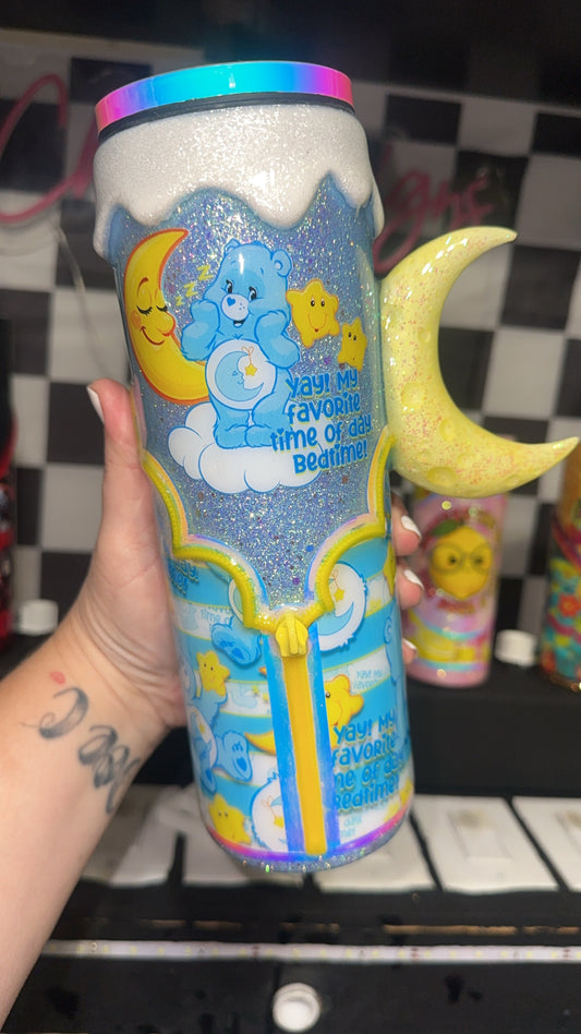 RTS { Bedtime Bear, Zipper & Charm, Moon Handle, Bling Lid & Cloud Drip} 30oz Skinny