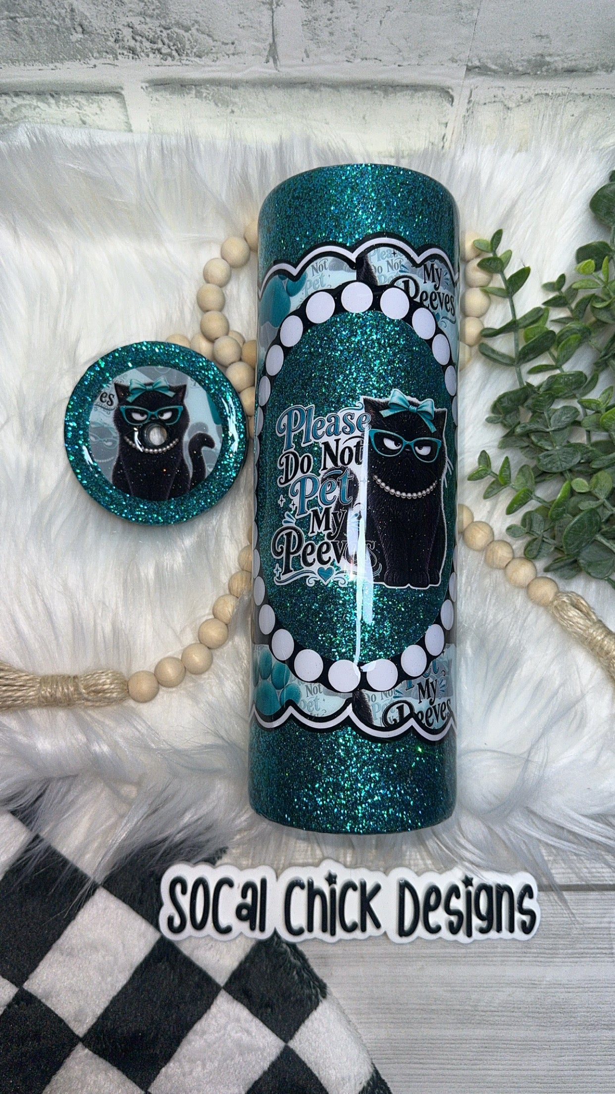 RTS {Please Don't Pet My Peeves w Decorated Lid} 30oz Skinny Slurp