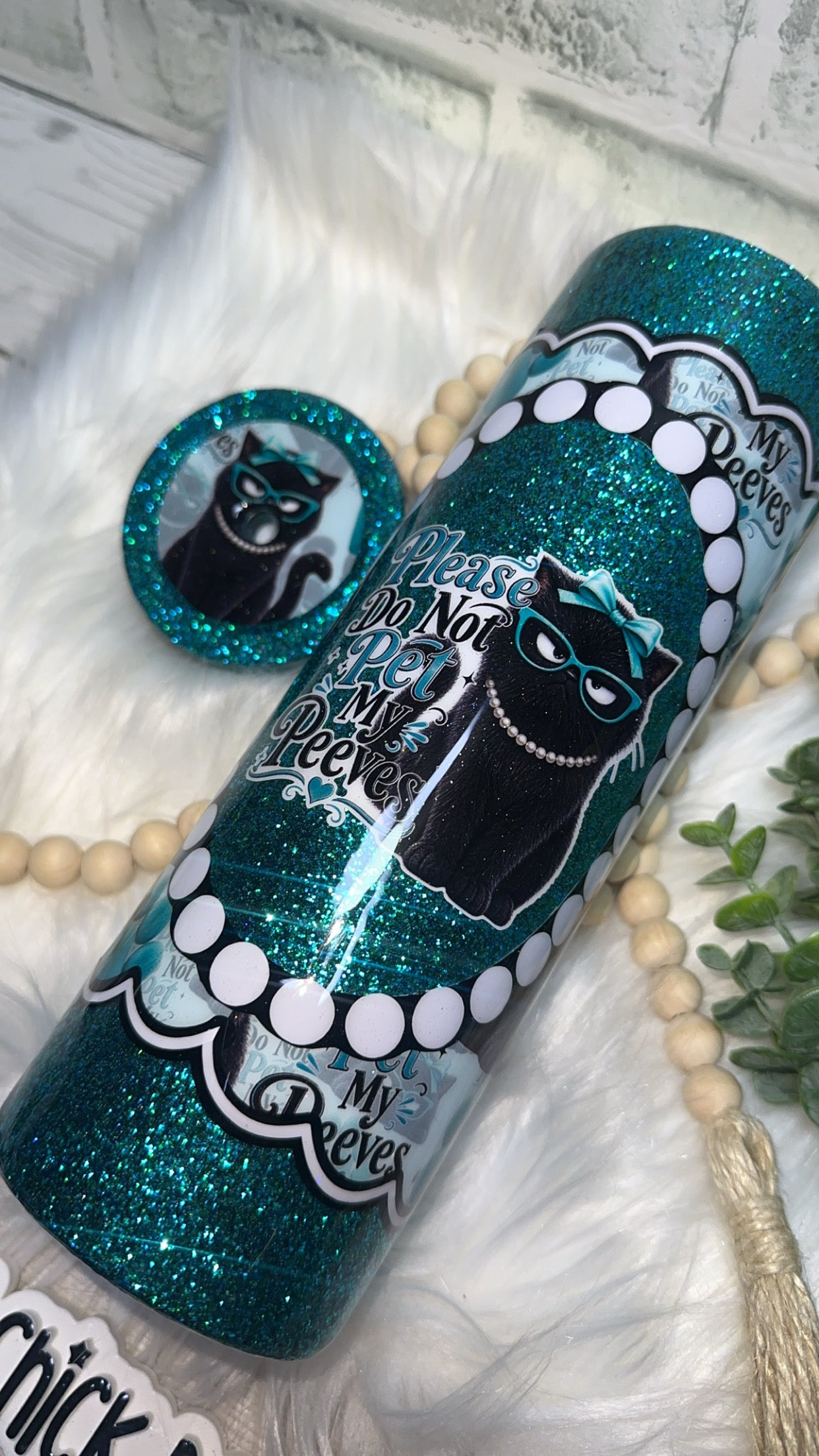 RTS {Please Don't Pet My Peeves w Decorated Lid} 30oz Skinny Slurp
