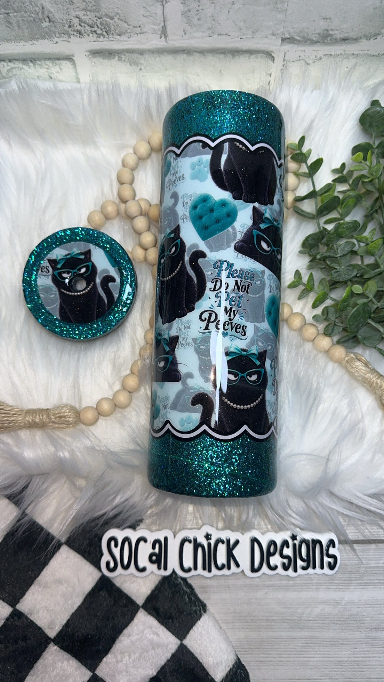 RTS {Please Don't Pet My Peeves w Decorated Lid} 30oz Skinny Slurp