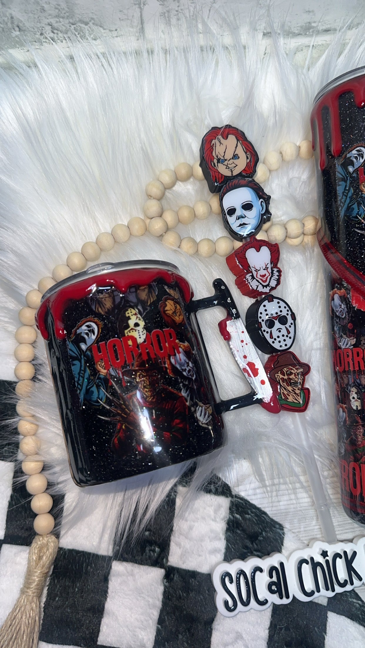 RTS {Horror Men w Mini Knife Handle, Drip & SnowGlobe Bottom} 10oz Mug