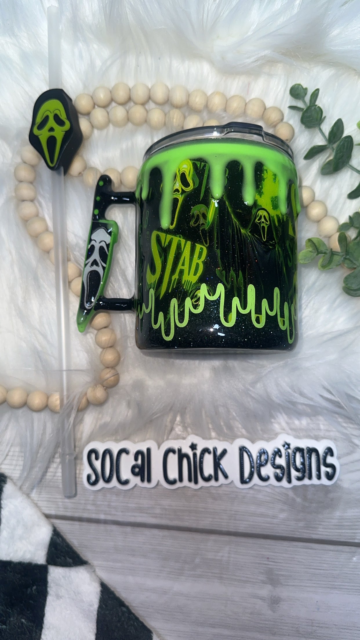 RTS {ST AB w Mini Knife Handle, GLOW Drip & SnowGlobe Bottom} 12oz Mug