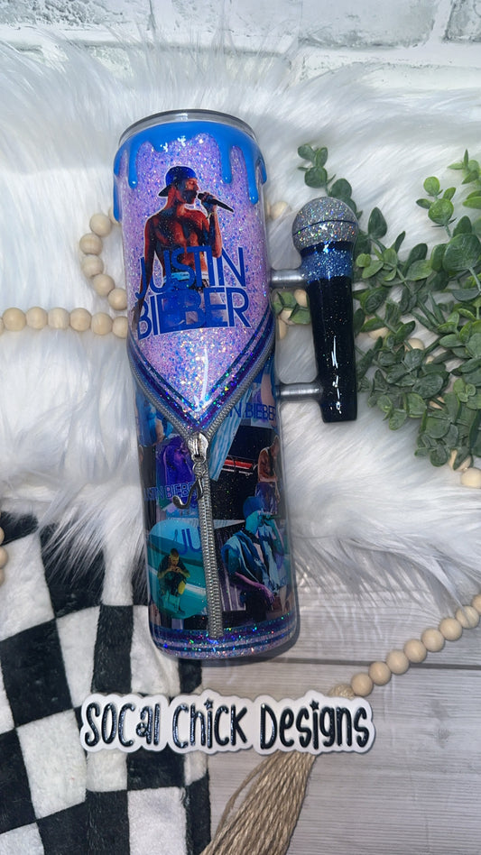RTS {JB with Microphone Handle, Drip & Snow Globe Bottom} 32oz Skinny