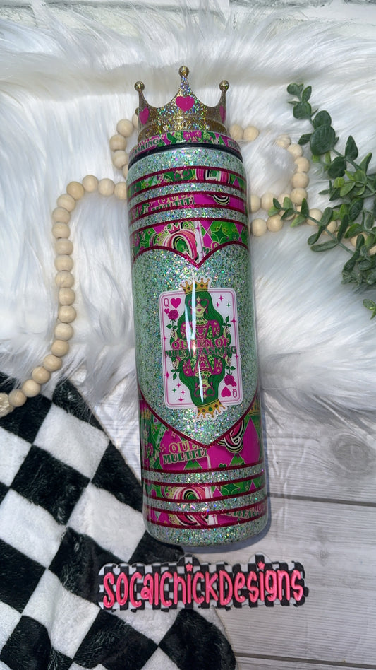 RTS {Queen Of Multitasking with Crown Topper} 30oz Skinny Slurp