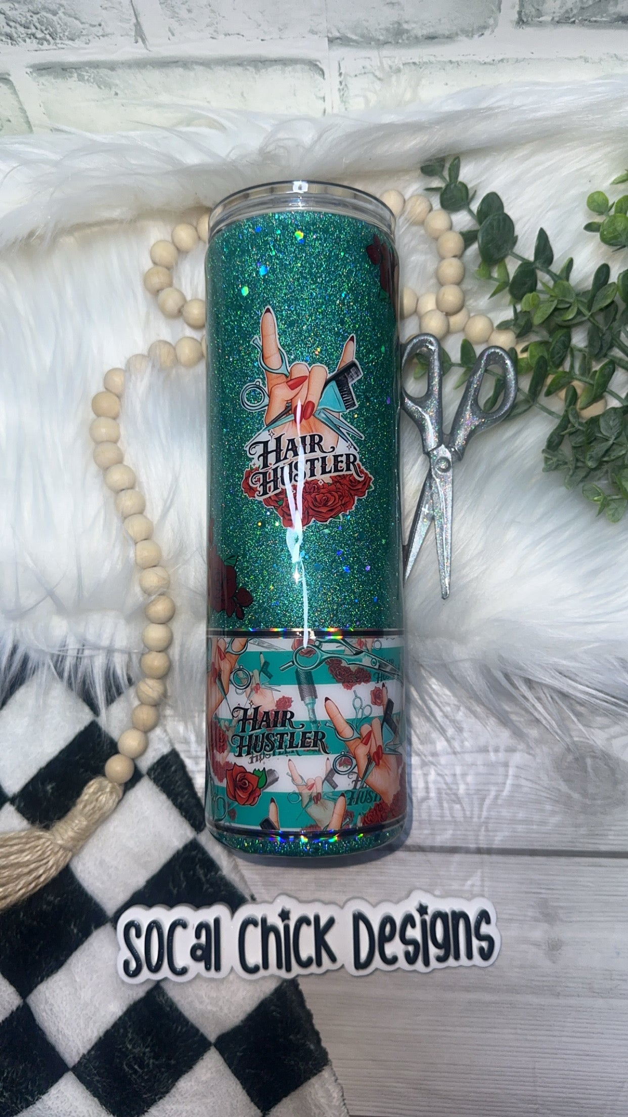RTS {Hair Hustler with Scissors Element} 30oz Skinny