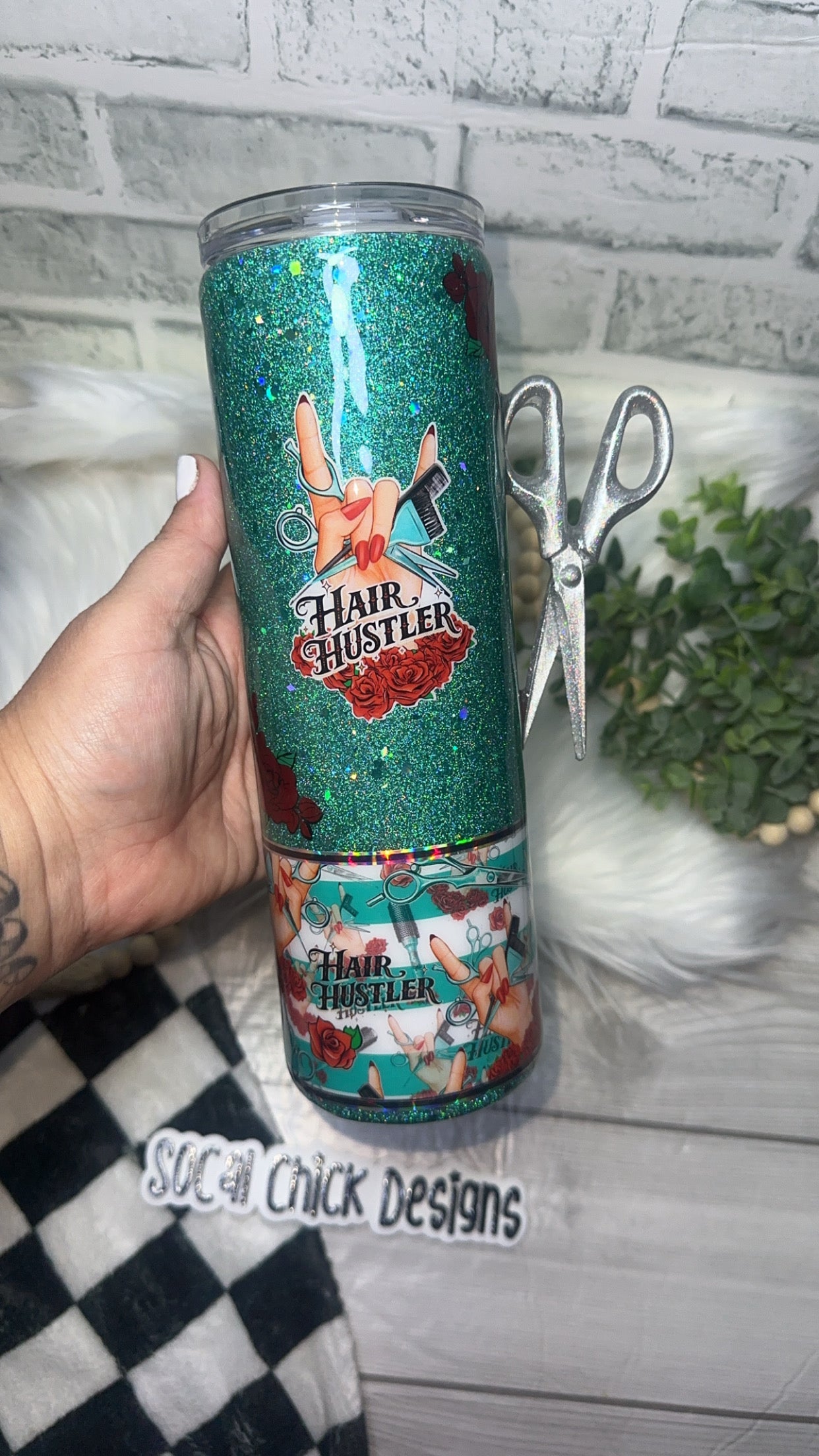 RTS {Hair Hustler with Scissors Element} 30oz Skinny
