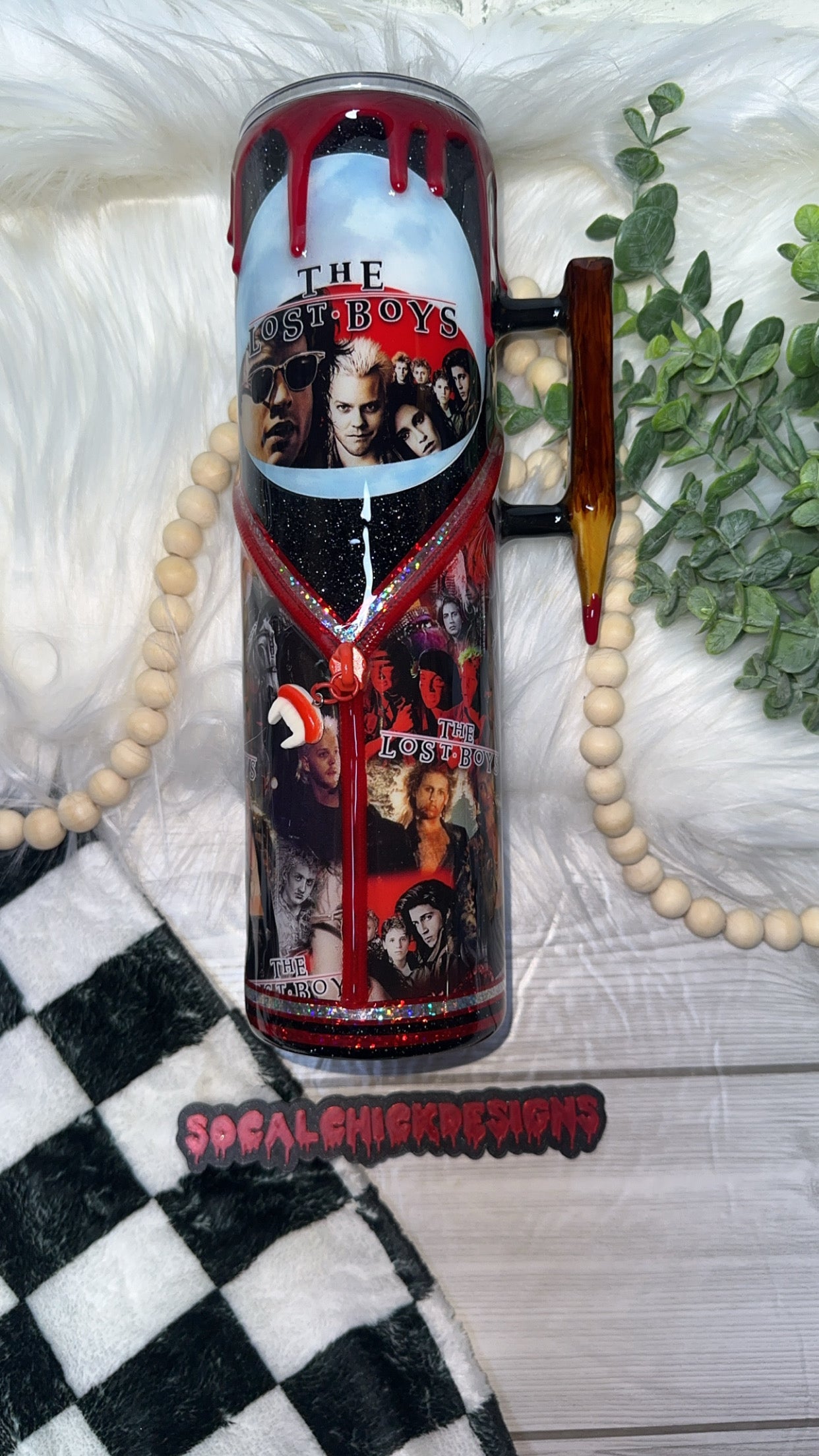 RTS {The Lost Boys, Zipper & Charm, Stake Handle, GLOW Moon, SnowGlobe Bottom & Drip} 32oz Skinny
