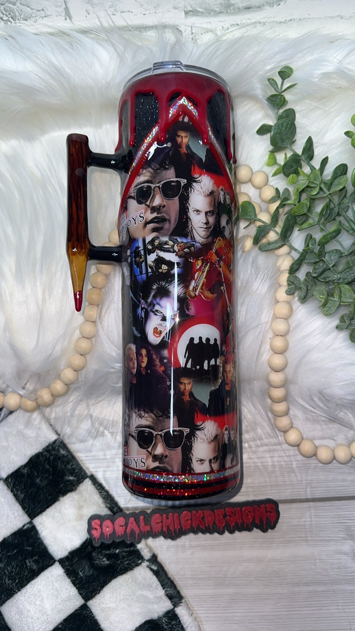 RTS {The Lost Boys, Zipper & Charm, Stake Handle, GLOW Moon, SnowGlobe Bottom & Drip} 32oz Skinny