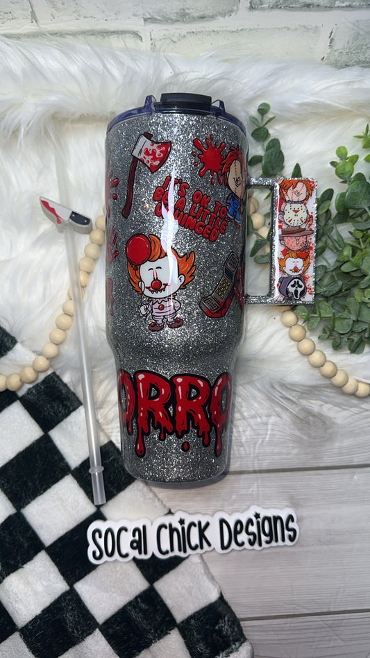 RTS {A Little Unhinged, Horror Characters, 3D Handle} 40oz Dupe