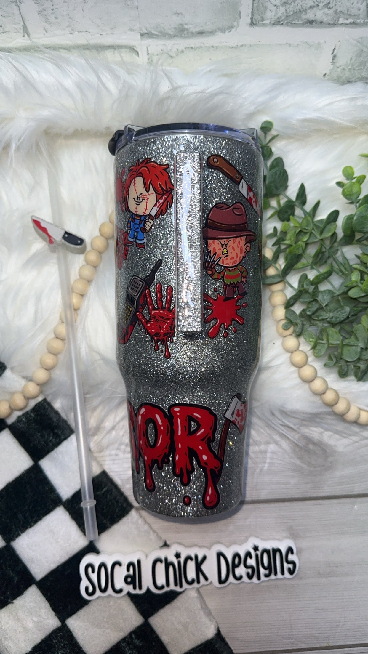 RTS {A Little Unhinged, Horror Characters, 3D Handle} 40oz Dupe