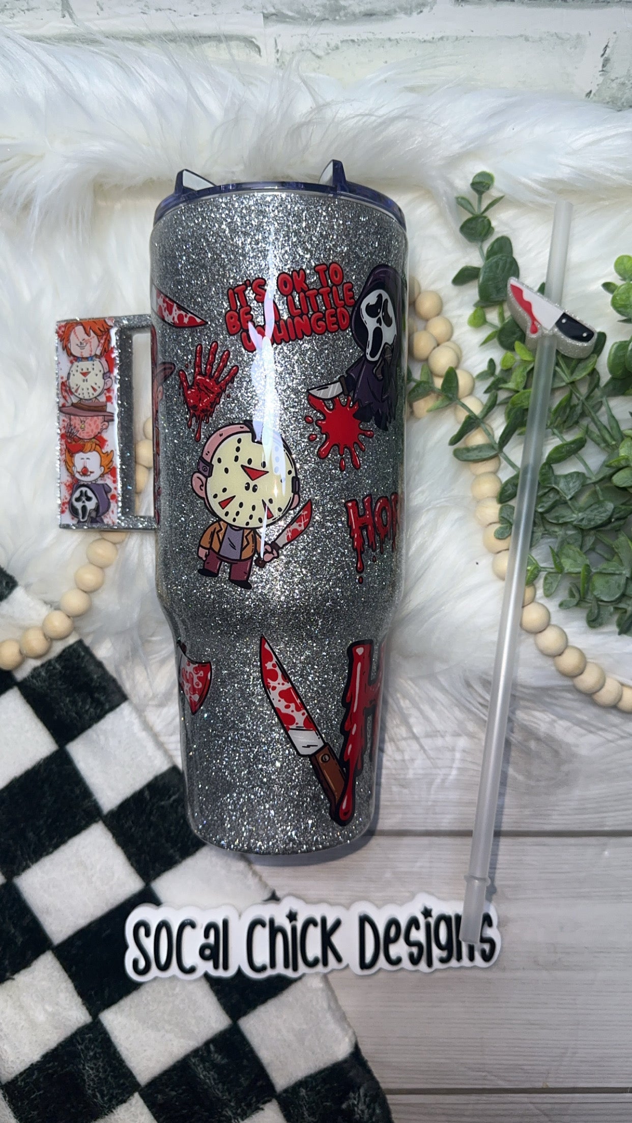 RTS {A Little Unhinged, Horror Characters, 3D Handle} 40oz Dupe