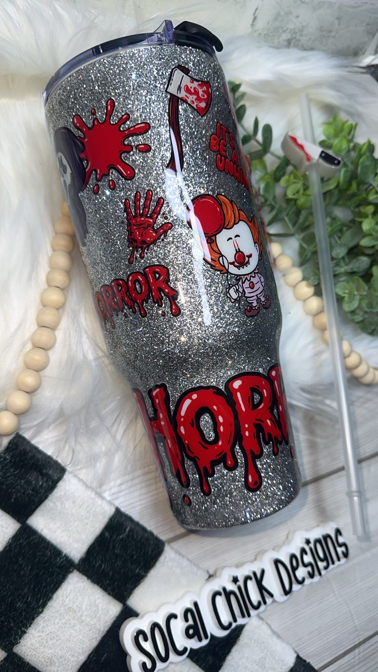 RTS {A Little Unhinged, Horror Characters, 3D Handle} 40oz Dupe