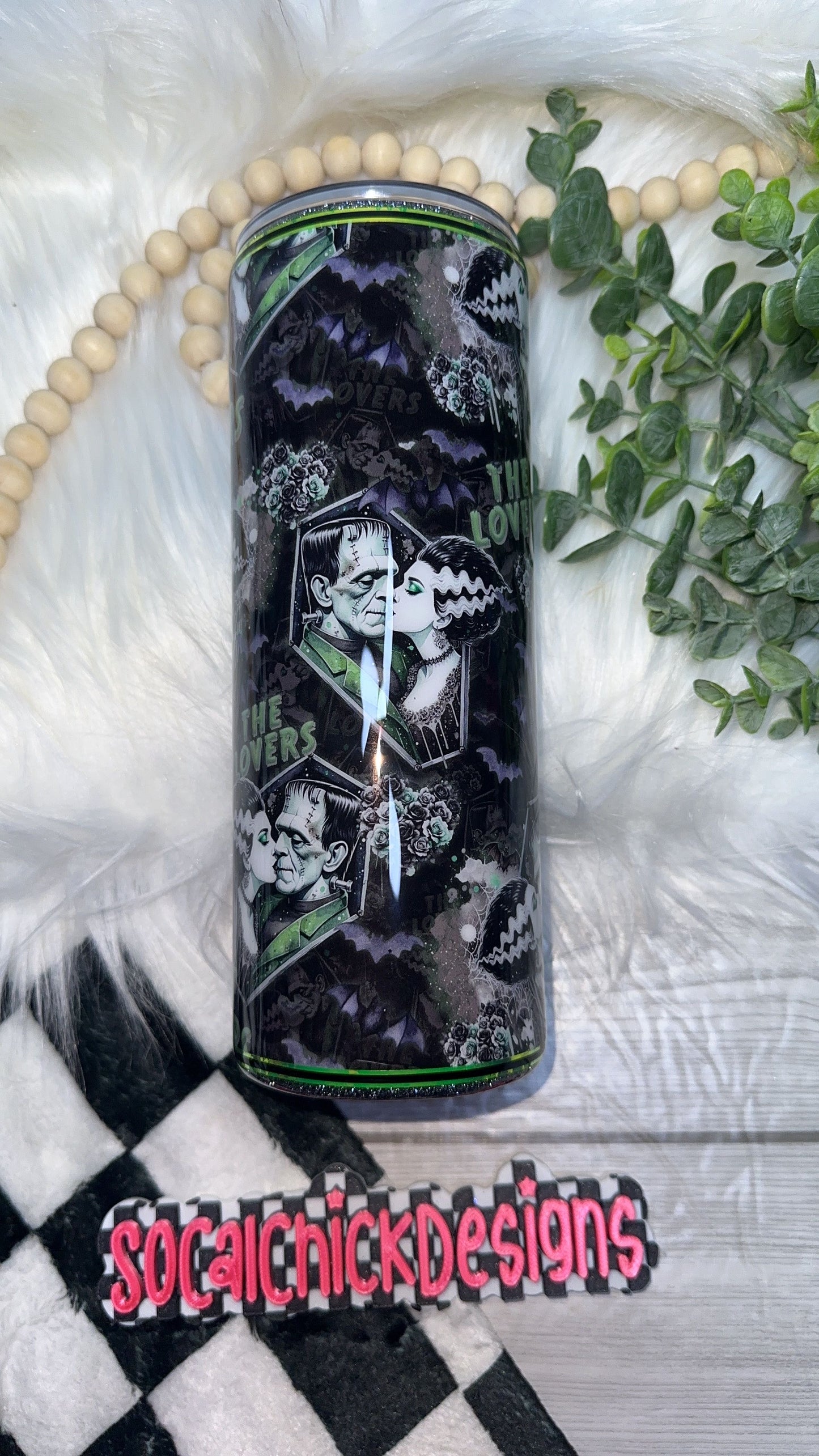 RTS {The Lovers with Snow Globe Bottom} 24oz Skinny